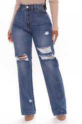 We Belong Together – Boyfriendjeans im Distressed-Look aus Nova-Denim – Mittelblaue Waschung